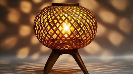 Sticker - A decorative wooden lamp casting intricate shadows.