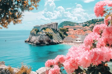 Dubrovnik Croatia: Panoramic View of Walled City by the Coastline