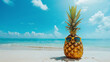 © Hanna - A fun pineapple wearing sunglasses, set against a vibrant tropical beach background