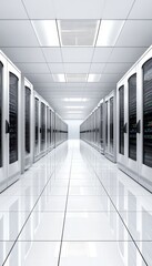 Poster - Modern Data Center, Server Racks, Big Data, Cloud Computing, Information Technology Concept.
