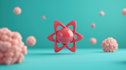 Fototapete - Exploring Molecular Structures A Vibrant Representation of Atoms and Cells in 3D Design