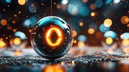 Poster - Illuminated Sphere with Energetic Glow A Vision of Light and Reflection