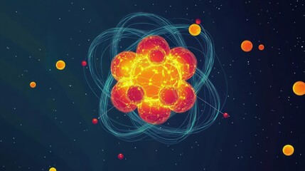 Fototapete - Exploring the Intricacies of Atomic Structure A Visual Journey Through Atoms and Molecules