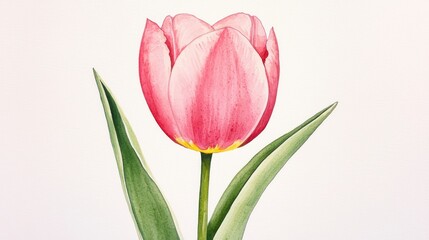 Poster - Stunning Pink Tulip Watercolor Art A Celebration of Nature's Beauty