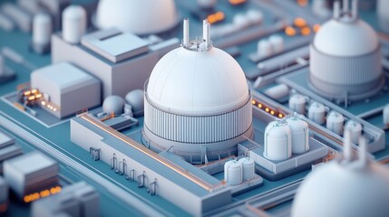Aufkleber - Detailed Overview of a Modern Industrial Facility Featuring Storage Tanks and Cooling Towers