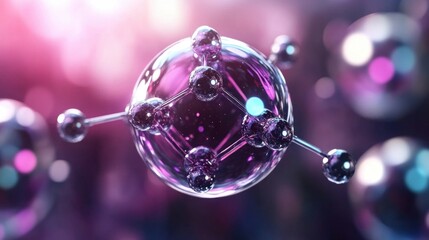 Aufkleber - Captivating Close-Up of a Vibrant Molecular Structure with Dynamic Energy and Molecular Elements