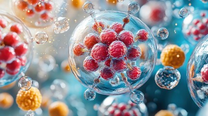 Aufkleber - Exploring the Intricacies of Molecular Structures in a Vibrant Cellular Universe