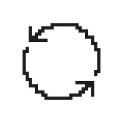 Poster - Refresh Arrows Icon In Pixel Art. Pixelated Circular Movement and Reload Symbol. Isolated Vector Illustration