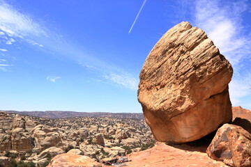 Typical landscape and rock forms in Dana Biosphere Nature Reserve National Park, Jordan