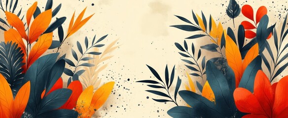 Wall Mural - Tropical Watercolor Floral Design