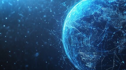 Poster - Digital Globe with Connecting Nodes and Network Lines