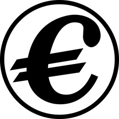 Fototapete - Euro currency sign icon flat design. European euro currency vector suitable for Web Page, Mobile App. Finance, European, Money, Symbol, Currency, Wealth, Banking isolated on transparent background.