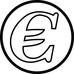 Poster - Euro currency sign icon linear design. European euro currency vector suitable for Web Page, Mobile App. Finance, European, Money, Symbol, Currency, Wealth, Banking isolated on transparent background.