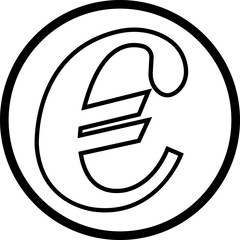 Poster - Euro currency sign icon linear design. European euro currency vector suitable for Web Page, Mobile App. Finance, European, Money, Symbol, Currency, Wealth, Banking isolated on transparent background.