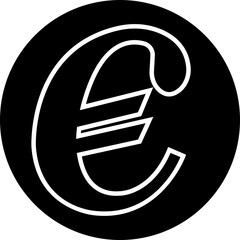 Poster - Euro currency sign icon linear design. European euro currency vector suitable for Web Page, Mobile App. Finance, European, Money, Symbol, Currency, Wealth, Banking isolated on transparent background.