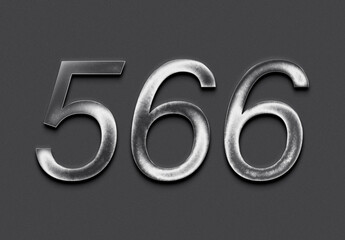 Canvas Print - Chrome metal 3D number design of 566 on grey background.