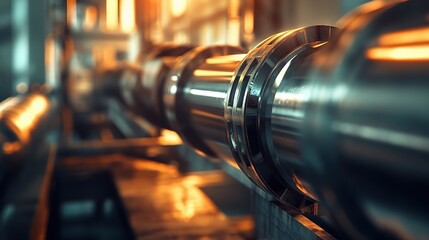 Canvas Print - Industrial Close-Up of Metal Pipe and Machinery