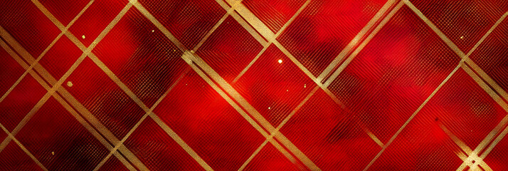 Wall Mural - elegant festive red plaid background with subtle gold accents and minimalist design