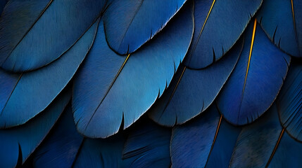 Poster - Close-up of vibrant blue feathers, showcasing intricate textures.