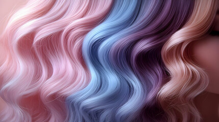 Poster - Colorful wavy hair showcasing pastel shades and textures.