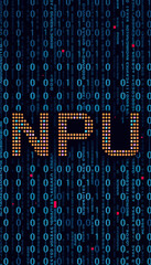 Aufkleber - digital binary code matrix background with glowing letters npu neural processing unit technology concept vertical format