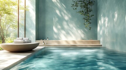 Sticker - Luxury Indoor Pool with Lush Greenery