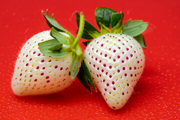 Red and strawberries on. fresh fruit food concept. a handful of red and white strawberries on a white . a handful of strawberries on a white with red lifestyle and white berries.