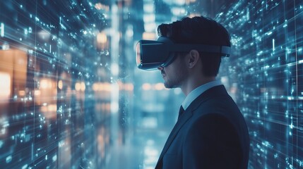 Poster - Businessman in Virtual Reality Experience