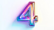 © Danimotions - Vibrant 3D number four displayed against a bright background showcasing colorful reflections and glossy finishes