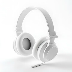 White over-ear headphones with cushioned pads on white background.