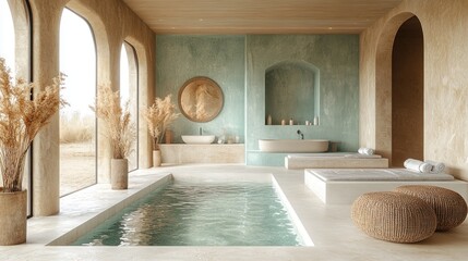 Sticker - Luxury Spa Interior Design with Pool