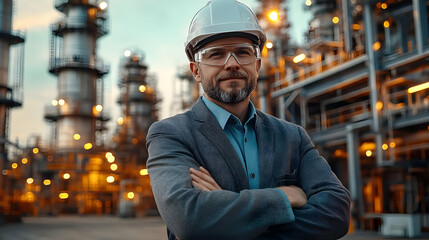 Poster - Professional in safety gear at an industrial facility.