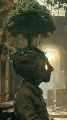 Canvas Print - Surreal Tree Head: A Journey Through the Mind