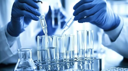 Poster - Scientists working together to analyze the results of a chromatography experiment in a modern chemistry lab.