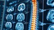 © Wasana - Detailed MRI scans showing spinal column and brain structures on digital display.