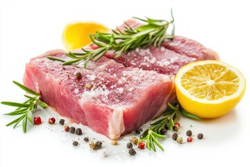 Fresh Tuna Fish Steak on a white background - generative ai