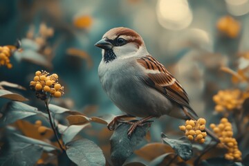 eurasian tree sparrow perching during autumn