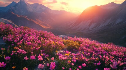 Canvas Print - Floral Beauty in Mountain Ranges