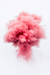 pink smoke explosion on white background