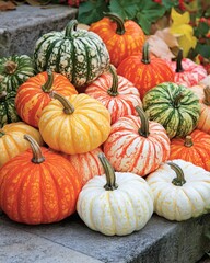 Canvas Print - Colorful sugar pumpkins characteristics