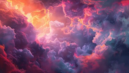 Abstract Space Clouds with Pink, Orange, and Purple Hues