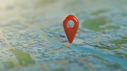 Poster - Map with red location pin on cityscape