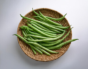 Green beans vegetables, isolated on a clean white background