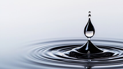 Wall Mural -   A monochrome photograph of a droplet of water with another droplet in its center