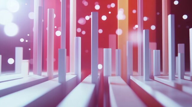 Dynamic bar graph with motion effects, bars growing from the bottom, business theme