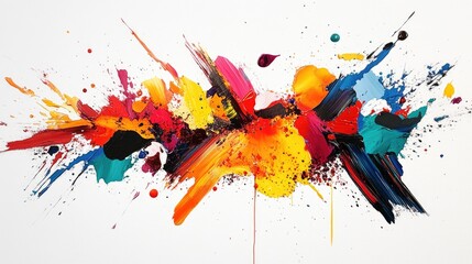 Organic shapes in bold colors, resembling paint splatters on a white background, creative and artistic