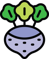 Poster - This icon vector depicts a fresh turnip with leaves growing, ready to be harvested and enjoyed