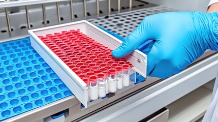 Poster - A lab technician carefully handling biological samples in a sterile biosafety cabinet.