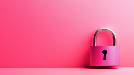 Poster - Pink padlock on pink background, minimalistic design