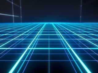 Sticker - Sleek Futuristic Grid Pattern Background with Glowing Blue Lines for Digital Product Mockups